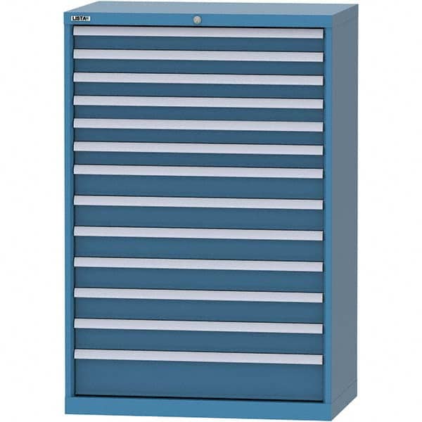 LISTA - 13 Drawer, 84 Compartment Bright Blue Steel Modular Storage Cabinet - USA Tool & Supply