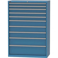 LISTA - 10 Drawer, 84 Compartment Bright Blue Steel Modular Storage Cabinet - USA Tool & Supply