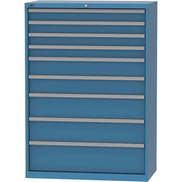 LISTA - 9 Drawer, 84 Compartment Bright Blue Steel Modular Storage Cabinet - USA Tool & Supply