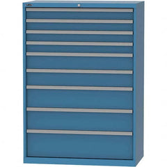 LISTA - 9 Drawer, 84 Compartment Bright Blue Steel Modular Storage Cabinet - USA Tool & Supply