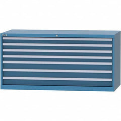 LISTA - 7 Drawer, 84 Compartment Bright Blue Steel Modular Storage Cabinet - USA Tool & Supply