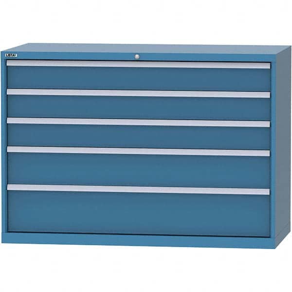 LISTA - 5 Drawer, 84 Compartment Bright Blue Steel Modular Storage Cabinet - USA Tool & Supply