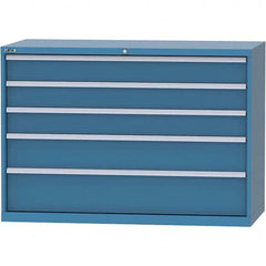 LISTA - 5 Drawer, 84 Compartment Bright Blue Steel Modular Storage Cabinet - USA Tool & Supply