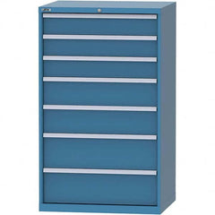 LISTA - 7 Drawer, 84 Compartment Bright Blue Steel Modular Storage Cabinet - USA Tool & Supply
