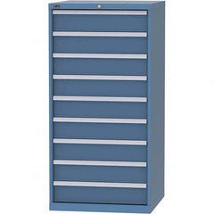 LISTA - 9 Drawer, 124 Compartment Bright Blue Steel Modular Storage Cabinet - USA Tool & Supply