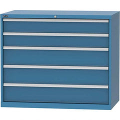 LISTA - 5 Drawer, 99 Compartment Bright Blue Steel Modular Storage Cabinet - USA Tool & Supply