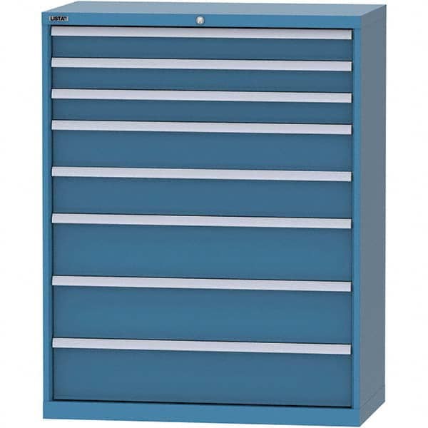 LISTA - 8 Drawer, 84 Compartment Bright Blue Steel Modular Storage Cabinet - USA Tool & Supply