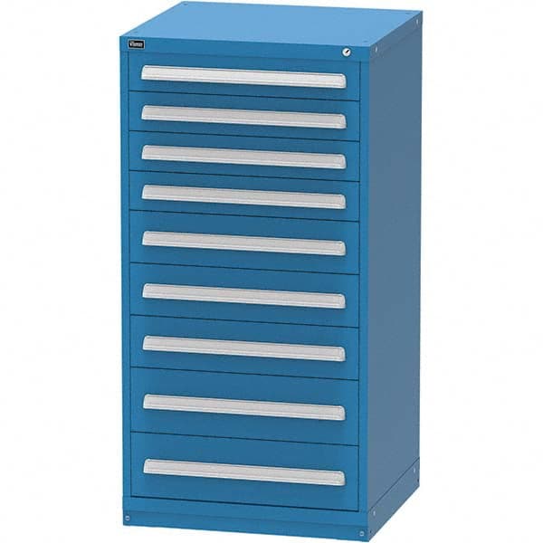 Vidmar - 9 Drawer, 124 Compartment Bright Blue Steel Modular Storage Cabinet - USA Tool & Supply