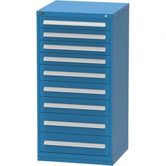 Vidmar - 9 Drawer, 124 Compartment Bright Blue Steel Modular Storage Cabinet - USA Tool & Supply
