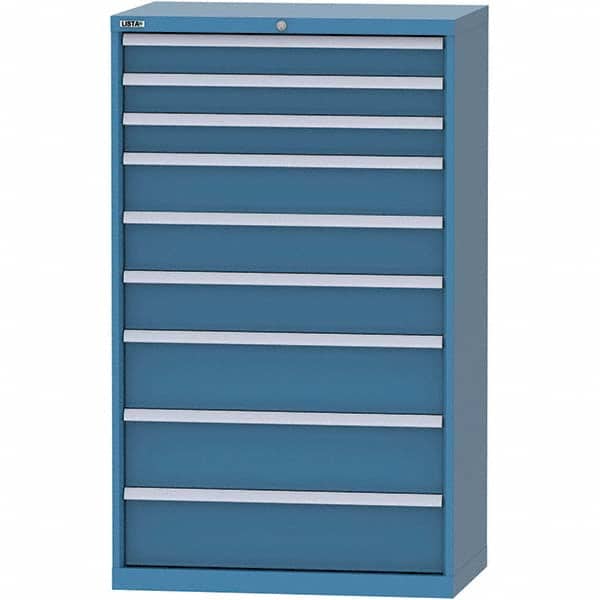 LISTA - 9 Drawer, 84 Compartment Bright Blue Steel Modular Storage Cabinet - USA Tool & Supply