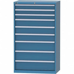 LISTA - 9 Drawer, 84 Compartment Bright Blue Steel Modular Storage Cabinet - USA Tool & Supply