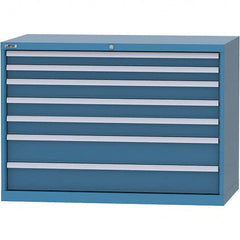 LISTA - 7 Drawer, 99 Compartment Bright Blue Steel Modular Storage Cabinet - USA Tool & Supply