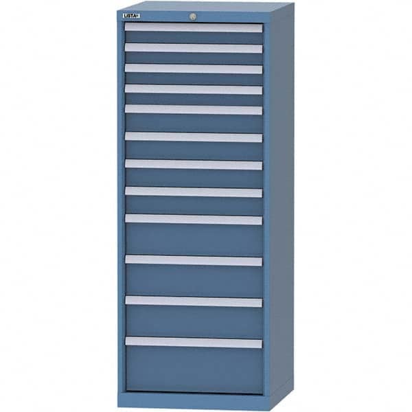 LISTA - 12 Drawer, 84 Compartment Bright Blue Steel Modular Storage Cabinet - USA Tool & Supply
