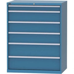 LISTA - 6 Drawer, 99 Compartment Bright Blue Steel Modular Storage Cabinet - USA Tool & Supply