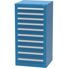Vidmar - 10 Drawer, 124 Compartment Bright Blue Steel Modular Storage Cabinet - USA Tool & Supply