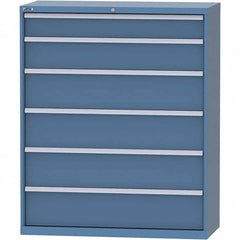 LISTA - 6 Drawer, 99 Compartment Bright Blue Steel Modular Storage Cabinet - USA Tool & Supply