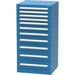 Vidmar - 11 Drawer, 60 Compartment Bright Blue Steel Modular Storage Cabinet - USA Tool & Supply