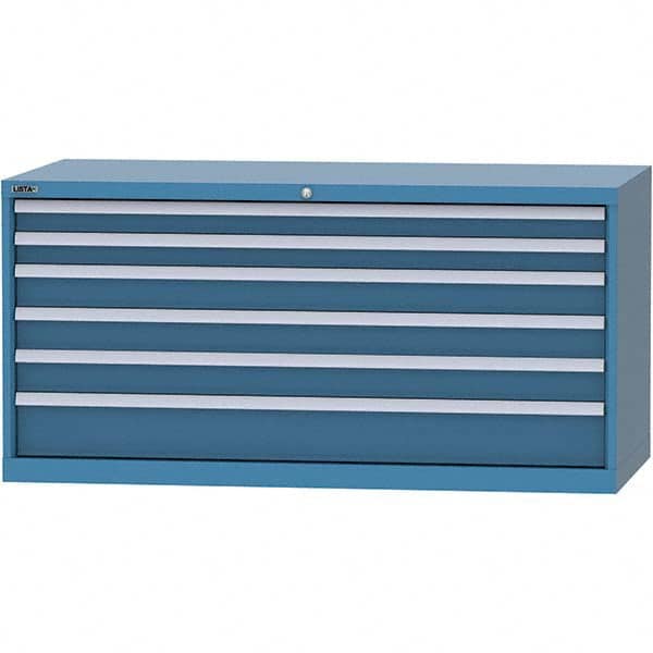 LISTA - 6 Drawer, 84 Compartment Bright Blue Steel Modular Storage Cabinet - USA Tool & Supply