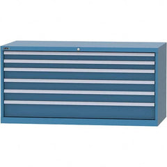 LISTA - 6 Drawer, 84 Compartment Bright Blue Steel Modular Storage Cabinet - USA Tool & Supply