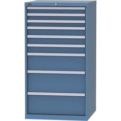 LISTA - 9 Drawer, 45 Compartment Bright Blue Steel Modular Storage Cabinet - USA Tool & Supply