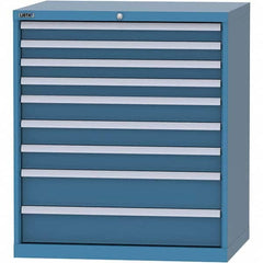 LISTA - 9 Drawer, 84 Compartment Bright Blue Steel Modular Storage Cabinet - USA Tool & Supply