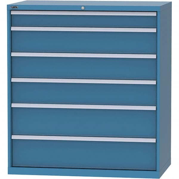 LISTA - 6 Drawer, 159 Compartment Bright Blue Steel Modular Storage Cabinet - USA Tool & Supply