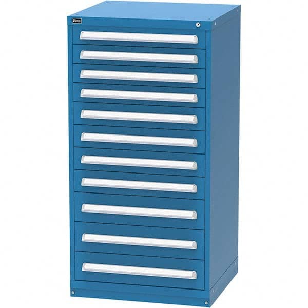 Vidmar - 11 Drawer, 124 Compartment Bright Blue Steel Modular Storage Cabinet - USA Tool & Supply