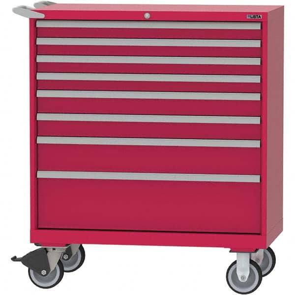 LISTA - 8 Drawer, 84 Compartment Red Steel Modular Storage Cabinet - USA Tool & Supply