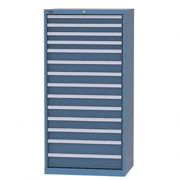 LISTA - 12 Drawer, 93 Compartment Bright Blue Steel Modular Storage Cabinet - USA Tool & Supply