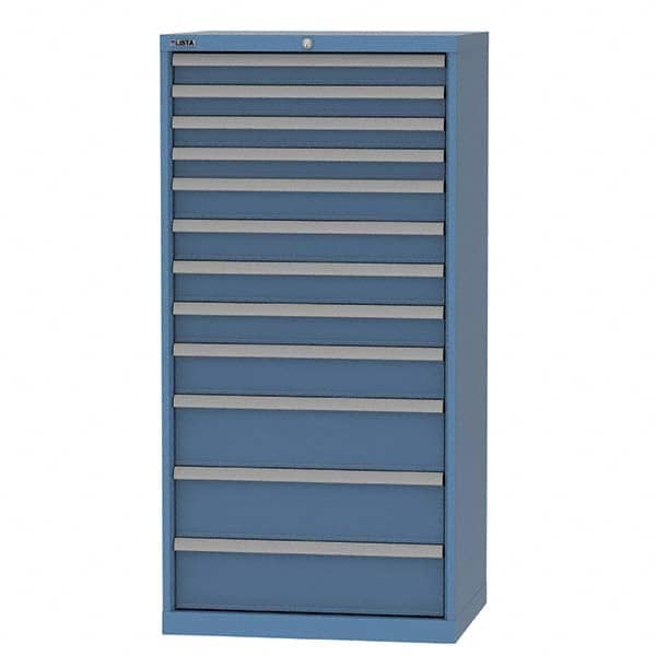 LISTA - 12 Drawer, 93 Compartment Bright Blue Steel Modular Storage Cabinet - USA Tool & Supply
