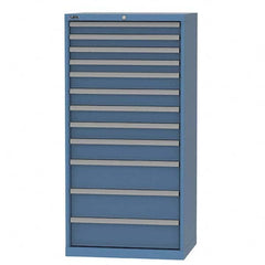 LISTA - 12 Drawer, 93 Compartment Bright Blue Steel Modular Storage Cabinet - USA Tool & Supply
