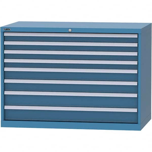 LISTA - 8 Drawer, 99 Compartment Bright Blue Steel Modular Storage Cabinet - USA Tool & Supply