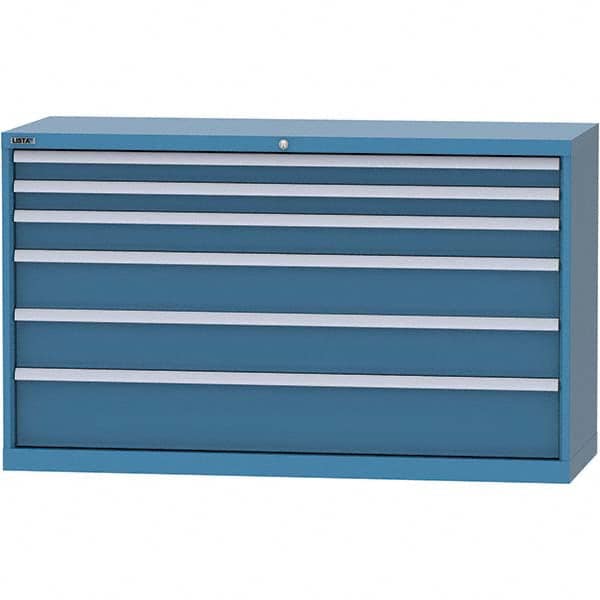 LISTA - 6 Drawer, 84 Compartment Bright Blue Steel Modular Storage Cabinet - USA Tool & Supply