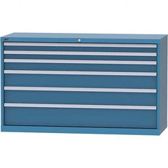 LISTA - 6 Drawer, 84 Compartment Bright Blue Steel Modular Storage Cabinet - USA Tool & Supply