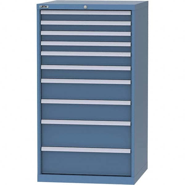 LISTA - 10 Drawer, 45 Compartment Bright Blue Steel Modular Storage Cabinet - USA Tool & Supply