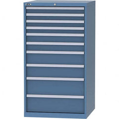 LISTA - 10 Drawer, 45 Compartment Bright Blue Steel Modular Storage Cabinet - USA Tool & Supply