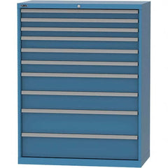 LISTA - 10 Drawer, 84 Compartment Bright Blue Steel Modular Storage Cabinet - USA Tool & Supply