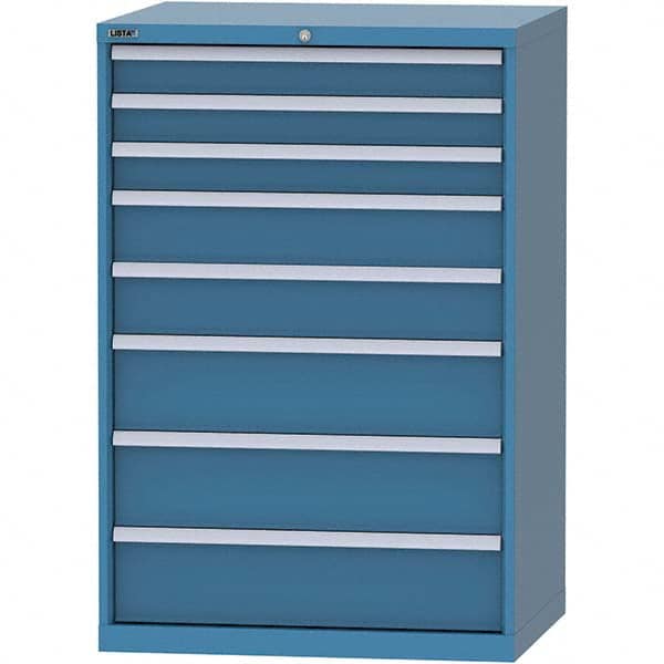 LISTA - 8 Drawer, 84 Compartment Bright Blue Steel Modular Storage Cabinet - USA Tool & Supply