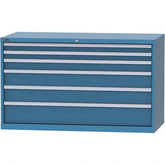 LISTA - 6 Drawer, 84 Compartment Bright Blue Steel Modular Storage Cabinet - USA Tool & Supply