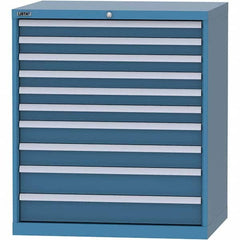 LISTA - 10 Drawer, 84 Compartment Bright Blue Steel Modular Storage Cabinet - USA Tool & Supply