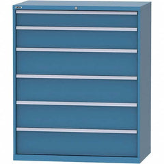 LISTA - 6 Drawer, 159 Compartment Bright Blue Steel Modular Storage Cabinet - USA Tool & Supply