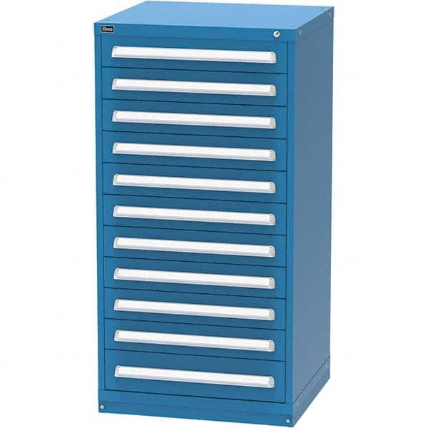 Vidmar - 11 Drawer, 124 Compartment Bright Blue Steel Modular Storage Cabinet - USA Tool & Supply