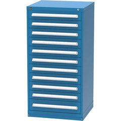 Vidmar - 11 Drawer, 124 Compartment Bright Blue Steel Modular Storage Cabinet - USA Tool & Supply