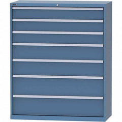 LISTA - 7 Drawer, 99 Compartment Bright Blue Steel Modular Storage Cabinet - USA Tool & Supply