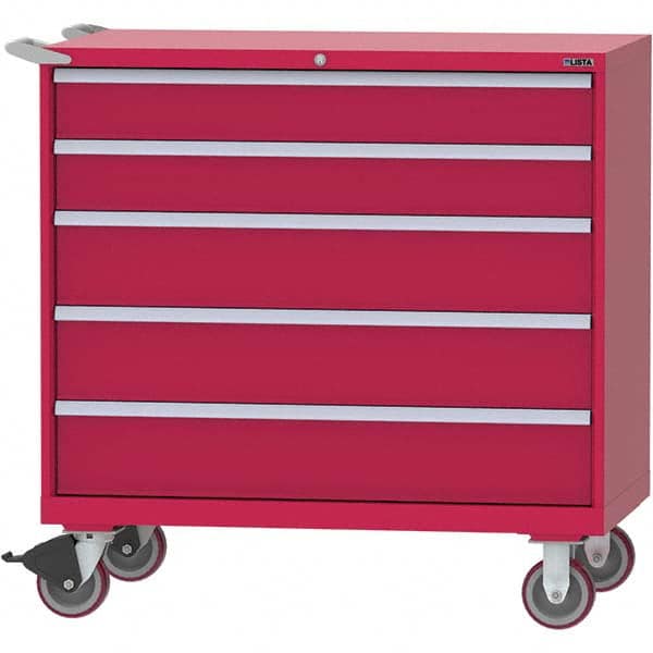 LISTA - 5 Drawer, 99 Compartment Bright Blue Steel Modular Storage Cabinet - USA Tool & Supply