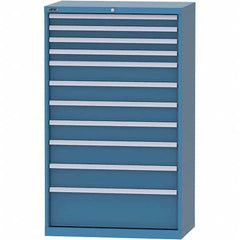 LISTA - 11 Drawer, 84 Compartment Bright Blue Steel Modular Storage Cabinet - USA Tool & Supply