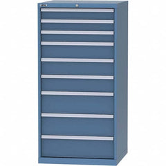 LISTA - 9 Drawer, 45 Compartment Bright Blue Steel Modular Storage Cabinet - USA Tool & Supply