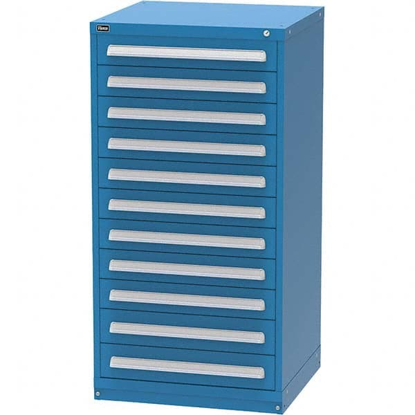 Vidmar - 11 Drawer, 344 Compartment Bright Blue Steel Modular Storage Cabinet - USA Tool & Supply