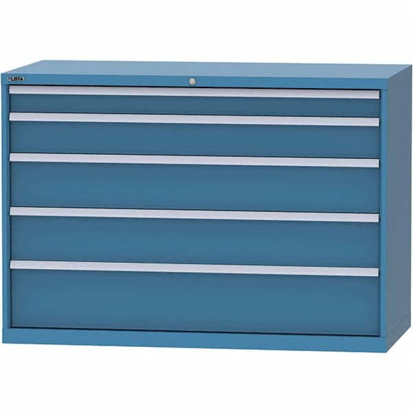 LISTA - 5 Drawer, 84 Compartment Bright Blue Steel Modular Storage Cabinet - USA Tool & Supply