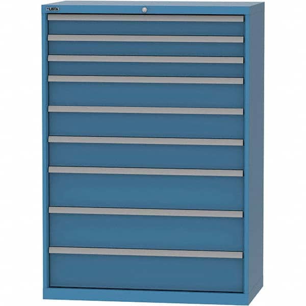 LISTA - 9 Drawer, 84 Compartment Bright Blue Steel Modular Storage Cabinet - USA Tool & Supply